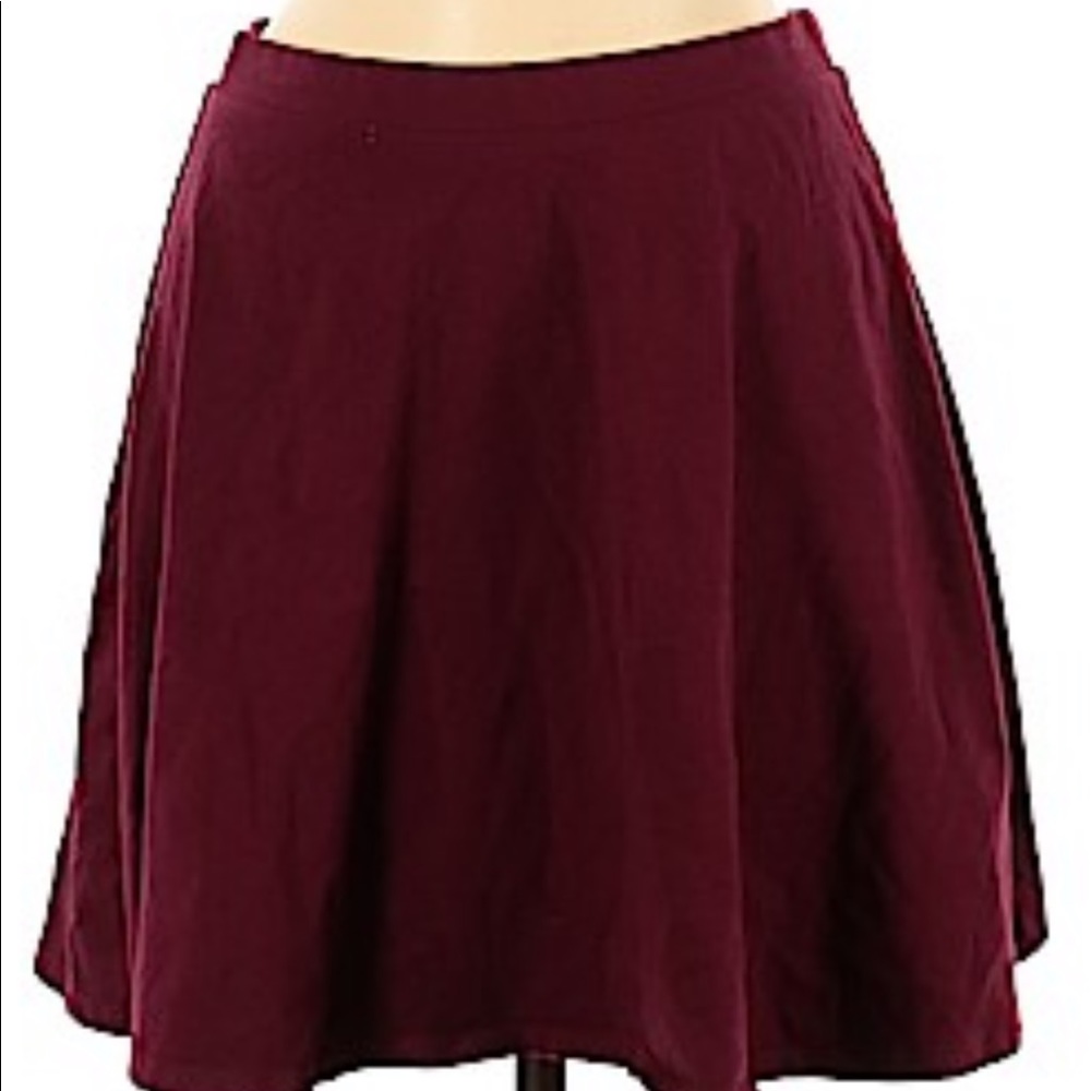 Burgundy Flowy Skater Skirt